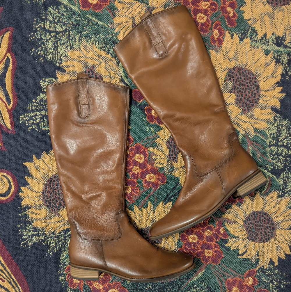 Gabor Leather Saddle Long Leg Riding Boot - Picture 2 of 9